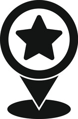 Poster - black map pointer icon with star showing favorite location