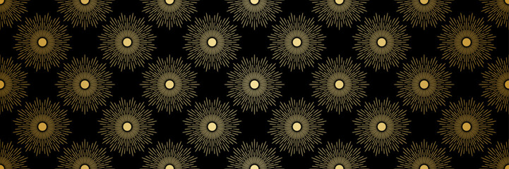 Poster - Art deco sun vector banner elegant sunburst seamless repeating pattern design