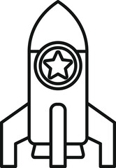 Poster - simple line icon representing a rocket launch, symbolizing startup, business, and innovation