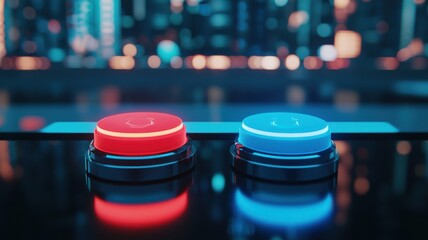 Aufkleber - Colorful buttons in a modern tech environment.