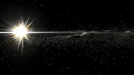 Wall Mural - Bright star rising above horizon illuminating dust particles