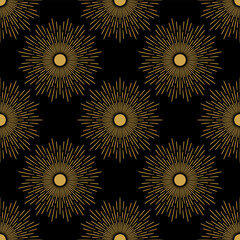 Poster - Sunburst art deco black and gold elegant vector repeat sun print design