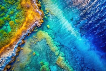 Sticker - Colorful abstract aerial view of water surface