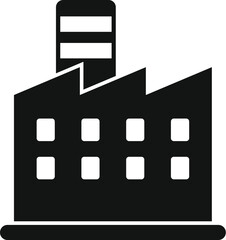Poster - simple black vector icon representing a processing plant with a chimney and an office building