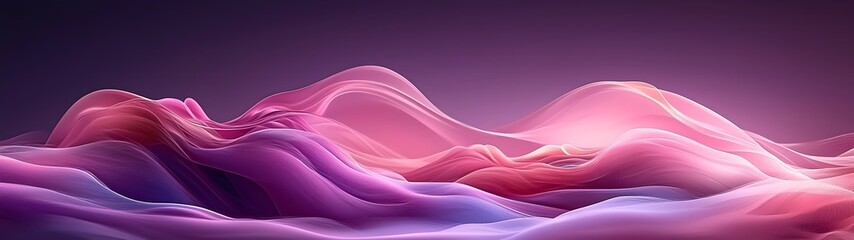 Poster - A vibrant abstract illustration featuring flowing waves in shades of pink and purple, creating a serene and dreamy atmosphere.