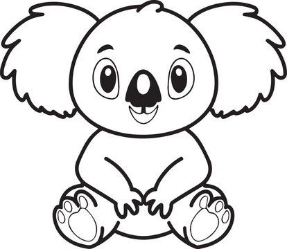 A koala line art vector illustration color book letter for K