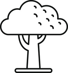 Poster - simple line art icon of a stylized tree growing in fertile ground, representing nature, growth, and 