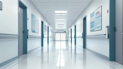 Aufkleber - Bright white light fills an empty hospital hallway, creating a sense of hope and possibility in a modern healthcare setting