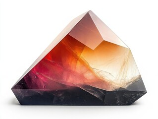 Poster - A modern geometric paperweight in translucent resin, isolated on white background, abstract and sleek.