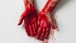 © Phatharaporn - Hands Covered in Red Paint
