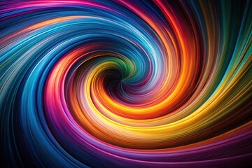 Wall Mural - Colorful spiral wave pattern on black background