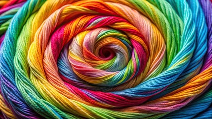Wall Mural - Colorful swirly micro photography of thread fabric