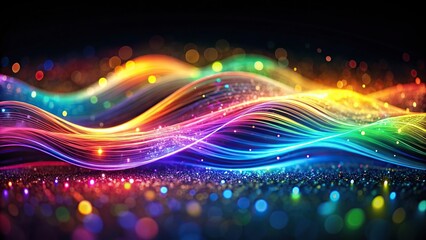 Wall Mural - colorful wave of light on dark background