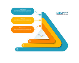 Wall Mural - infographic triangular template with 3 steps. process chart, cycle diagram, vector banner for presen