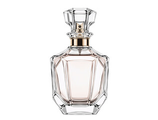 Poster - Elegant crystal perfume bottle isolated on white background, perfect for luxury and beauty themes.