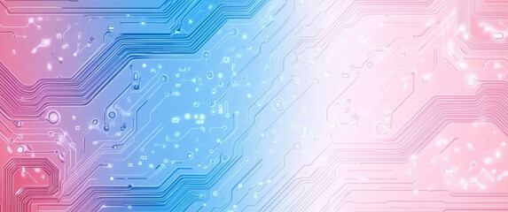 Poster - Intricate circuitry detailed in a gradient of pink and blue tones