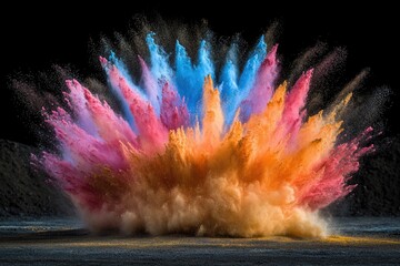 Poster - A vibrant burst of colored powder fills the air, creating a beautiful display