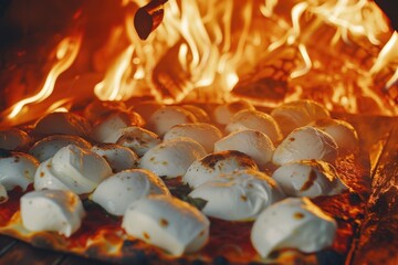Poster - A slice of pizza topped with marshmallows and sauce, perfect for a unique dessert or snack