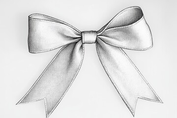 Poster - A simple and elegant silver bow on a clean white background