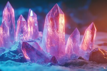 Poster - A close-up shot of a bunch of crystals, showcasing their intricate details