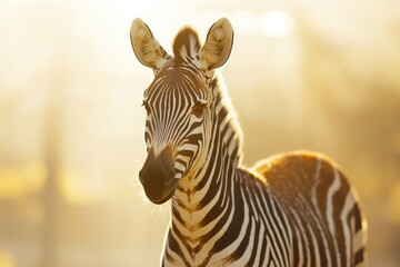 Aufkleber - Close-up shot of a zebra's face in a natural grassland setting