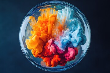 Aufkleber - A glass bowl filled with colorful ink, perfect for artistic projects or decoration