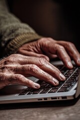 Poster - A close-up shot of a person working on their laptop, with a focused expression