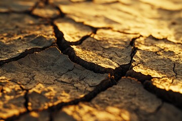 Poster - A close-up shot of a cracked and weathered dirt surface with intricate details