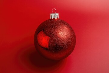 Poster - A bright red ornament against a solid red background