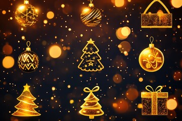 Aufkleber - Christmas icons on a dark background
