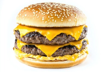 Poster - A juicy cheeseburger with a bun made entirely of melted cheese, perfect for food photography or advertisements