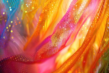Poster - A detailed view of a vibrant fabric with multiple colors and textures