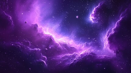 Poster - Purple background with nebula space and star
