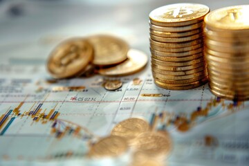 Poster - A bunch of coins sitting on a table, ready to be counted or spent