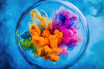 Aufkleber - A glass filled with colorful ink and water mixture