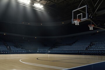 Aufkleber - A basketball court with a single hoop in the middle