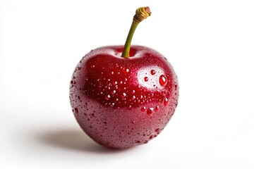 Poster - A single red apple with water droplets glistening on its surface, great for use in food or still life photography