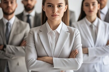 Aufkleber - Group of professionals standing next to each other, formal attire, diverse age range and ethnicity