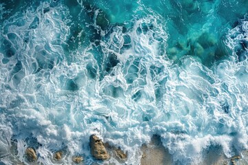 Poster - Aerial view of ocean and rock formation