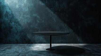 Wall Mural - Dark background wall with an empty table for product montage