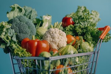 Poster - A colorful display of fresh produce in a shopping cart