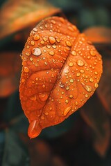 Poster - A detailed image of a leaf with water droplets glistening on its surface