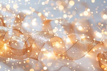 Poster - A close-up shot of a ribbon with colorful lights shining in the background