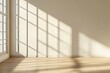 © jechm - Sunlight casting window shadows on empty room wall