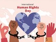 © Diki prayoga - Hands chained together around a heart shaped world for human rights day