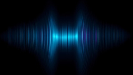 Wall Mural - Abstract blue sound wave on a black background, an AI-generated technology concept.