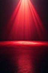 Poster - Dramatic spotlight on red wall with textured surface creating shadows and artistic contrast