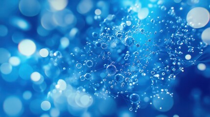 Poster - Abstract connected dots on bright blue background. 3D Rendering