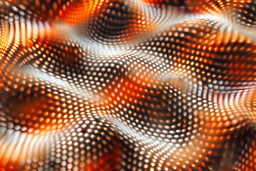 Poster - Orange and white dots form a flowing, wave-like pattern