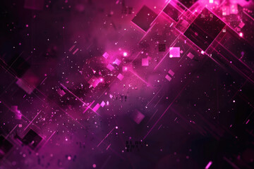 Poster - Pink geometric shapes and lines create a dynamic, energetic composition against a dark background